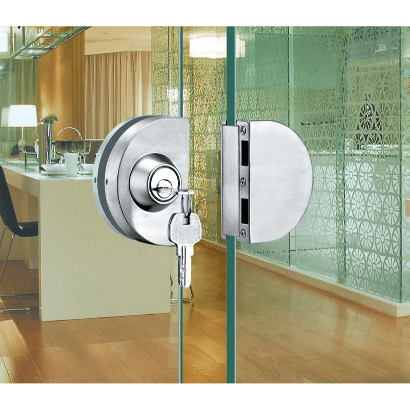 Modern Double Open No Holes Frameless Glass Door Lock